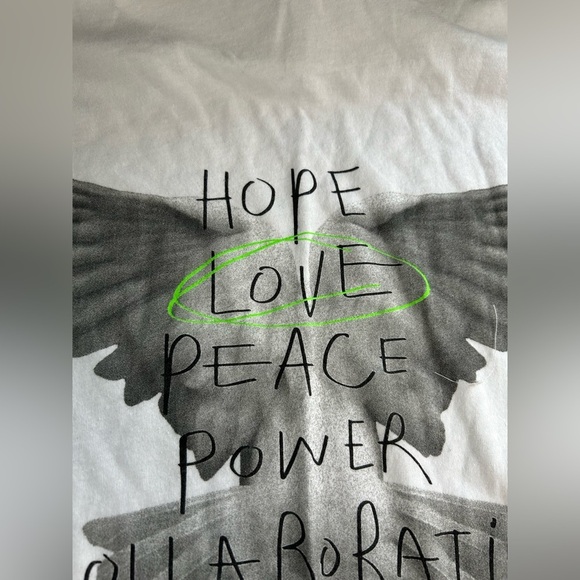 Media Collective London White Collaboration T-Shirt XL Hope Love Peace Wings - Picture 5 of 13